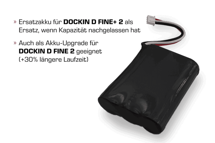 DOCKIN D FINE 2 / D FINE+ 2 Zusatzakku 16 - 20 Std. Akkulaufzeit