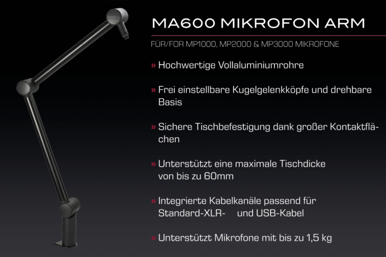 DOCKIN® Premium Mikrofonarm für MP3000