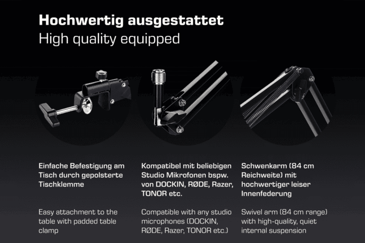 DOCKIN® Mikrofon Ständer für MP2000 & MP1000 - B-Ware *Sehr gut*