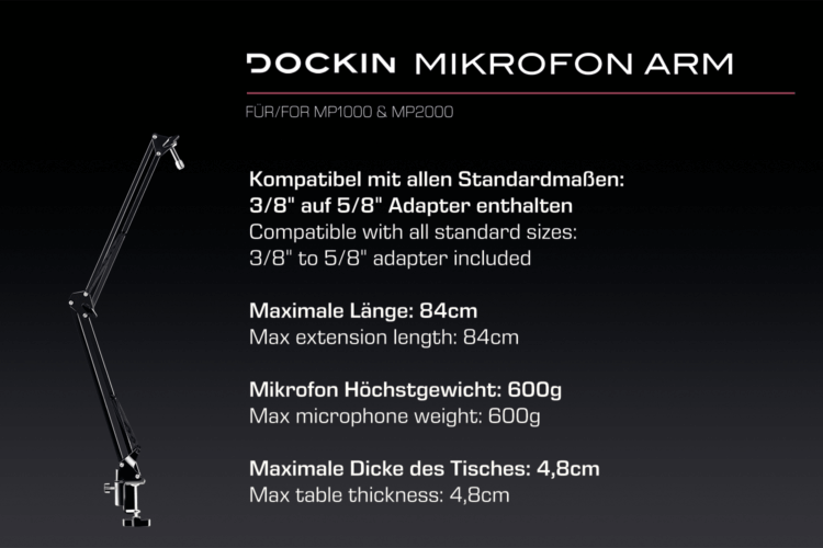 DOCKIN® Mikrofon Ständer für MP2000 & MP1000