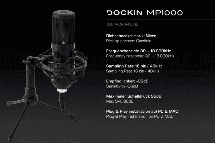 DOCKIN MP1000 Podcast Mikrofon – B-Ware